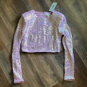 Pink sequin crop top